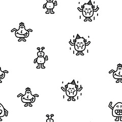 monster cute character vector seamless pattern