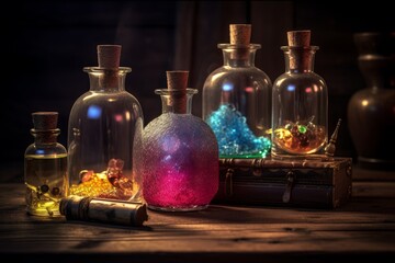 Obraz na płótnie Canvas colorful magic potion bottles