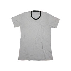 Grey t shirt isolated on white background, t shirt mockup design, t shirt design template 
