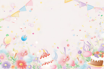 White background, birthday, decorations, party (generated AI)