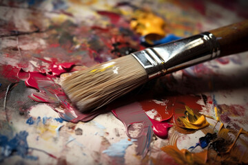 Fototapeta premium Brushes and Palette. painting tool. generative ai