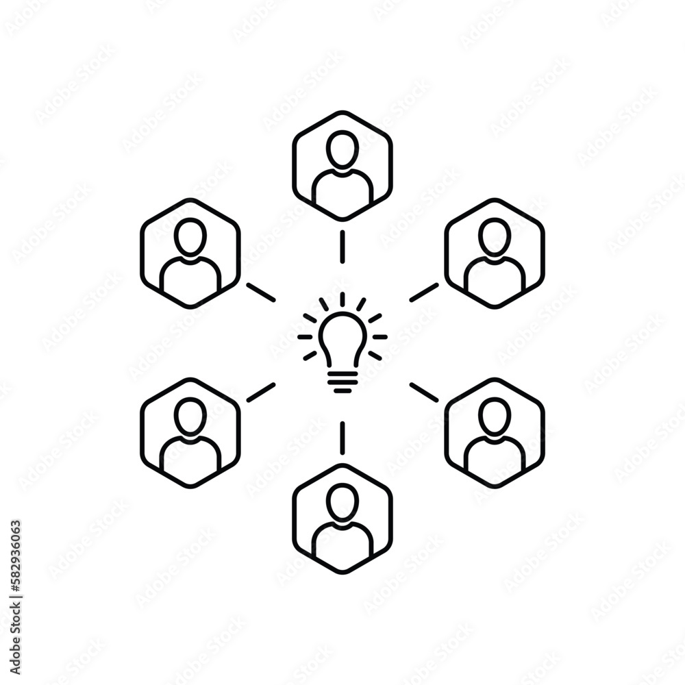 Poster thin line black bulb like brainstorming icon. flat linear trend modern logotype graphic lineart desi