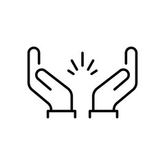 Obraz premium thin line prayer hands or applause. concept of clapping arms like command work and good evaluation or cool assessment. contour flat style minimal logotype graphic stroke art design isolated on white