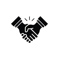black handshake icon like good deal. simple flat style trend modern logotype graphic design isolated on white background. concept of great bargain between two people or easy collaboration and relation