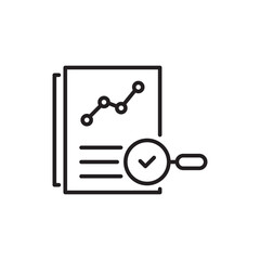 black thin line assessment result. concept of bill, invoice or description research and internal feedback. flat linear regulatory policy logotype graphic stroke art design isolated on white background