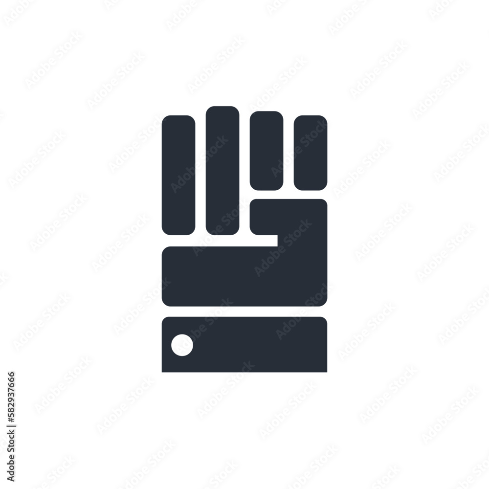 Poster strong hand. reliability. vector linear icon isolated on white background.