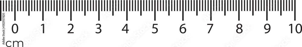 Poster 10 centimeters ruler measurement tool with numbers scale. vector cm chart with millimeter grid syste