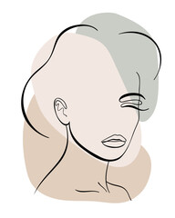 Trendy fashion lineart portrait of a woman