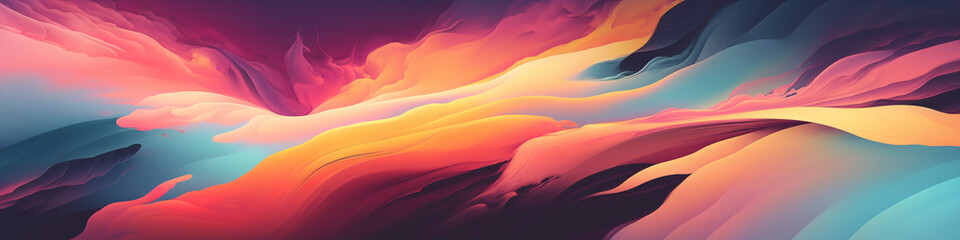 Fototapeta premium Panoramic Wallpaper with Dreamy Pastel Abstract Patterns