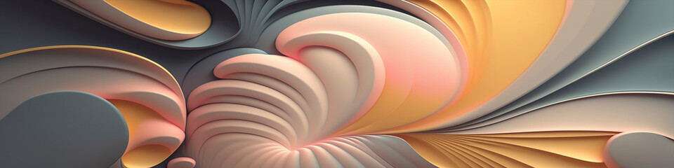 Panoramic Wallpaper with Dreamy Pastel Abstract Patterns