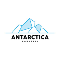 Iceberg Logo, Antarctic Mountains Vector In Ice Blue Color, Nature Design, Product Brand Illustration Template Icon