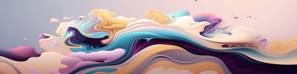 Panoramic Abstract Landscape Featuring Muted Pastel Hues
