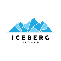 Iceberg Logo, Antarctic Mountains Vector In Ice Blue Color, Nature Design, Product Brand Illustration Template Icon