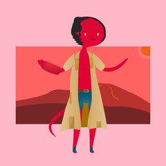 Cute Hell Boy Cartoon Illustration Design