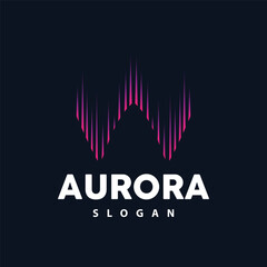 Aurora Logo, Light Wave Vector, Nature Landscape Design, Product Brand Template Illustration Icon