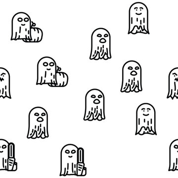 ghost halloween scary spooky vector seamless pattern