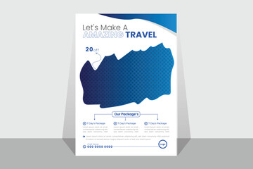 Travel poster or flyer pamphlet brochure design layout space for photo background.  Travel flyer template for travel agency travel flyer design template, tour flyer, tourism color a4 print ready flyer