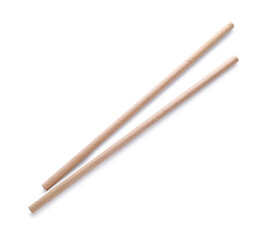 Beige paper cocktail straws on white background, top view