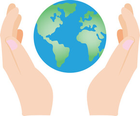 hand holding earth icon vector