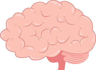 Cartoon human brain vector illustration isolated graphic icon