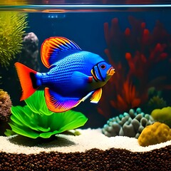  illustration of wonderful and colorful discus fish. generative ai