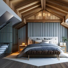 spacious and modern attic bedroom3, Generative AI