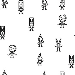 stationery character school vector seamless pattern