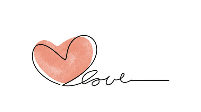 Illustration of red heart with add text love watercolor painted