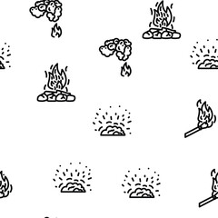 flame hot fire burn bonfire heat vector seamless pattern