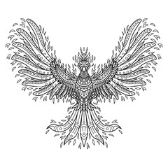 Obraz premium Hand drawn of phoenix in zentangle style