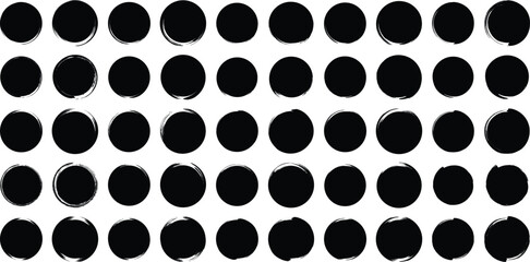Grunge Circle Bold Line black abstract shape 50 Set 