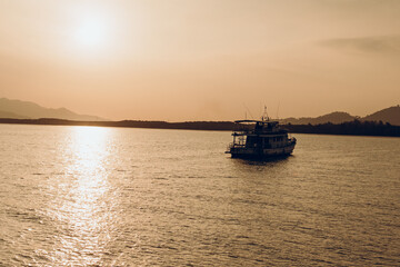 boat at sunset