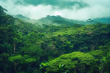 A beautiful cloud forest rain forest in the spring