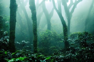 Fototapeta premium A beautiful cloud forest rain forest in the spring
