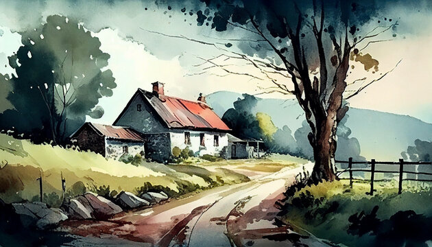 AI generated illustration houses