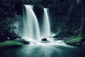 A beautiful waterfall in the forest