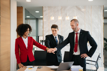 business people shaking hands during a meeting in office.