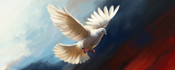 dove bird is a symbol of peace and purity, no war, art illustration painted, art illustration painted oil style