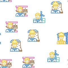 Fototapeta premium engineer worker man construction vector seamless pattern