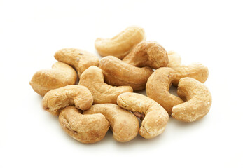 cashew nut isolated on white background. pile of cashew nut isolated on white background. cashew nut isolated