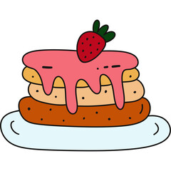 Strawberry Cake doodle,food icon