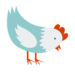 Cute hen in a flat cartoon style. Vector illustration