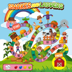 Fototapeta premium Snakes and ladders game template