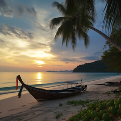 Sunset on a beach in Thailand.
