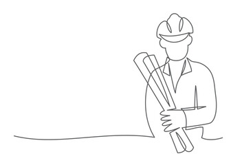 Engineer One line drawing on white background