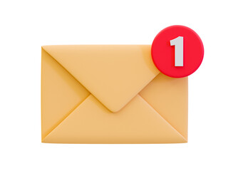 3d minimal unread messages reminder. letter notification. Envelope with unread messages notification. 3d illustration.
