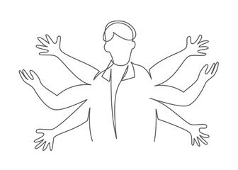 Skills One line drawing on white background