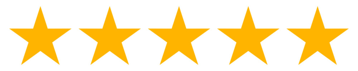 Five star rating. Product review flat icon for apps and websites