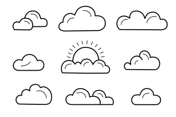 A Collection of Clouds Icon Doodle