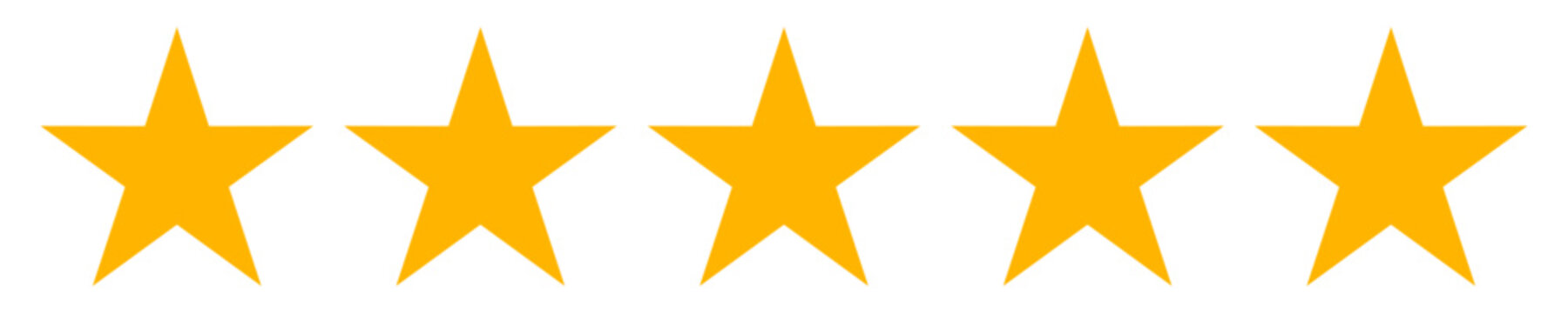 Five star rating. Product review flat icon for apps and websites